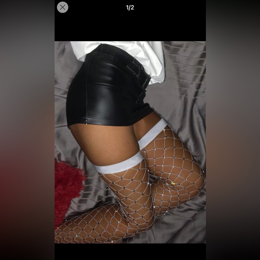 White rhinestone fishnet stockings die high once size fits most new